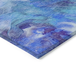 Homeroots 3' Purple And Navy Blue Abstract Washable Area Rug - Stylish Indoor Outdoor Comfort For Any Space 3' X 5' Polyester 579709