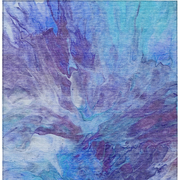 Homeroots 3' Purple And Navy Blue Abstract Washable Area Rug - Stylish Indoor Outdoor Comfort For Any Space 8' X 10' Polyester 579712