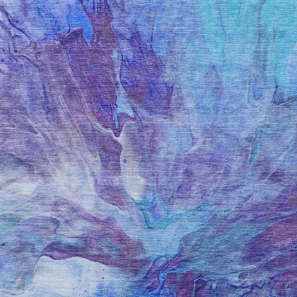 Homeroots 3' Purple And Navy Blue Abstract Washable Area Rug - Stylish Indoor Outdoor Comfort For Any Space 8' X 10' Polyester 579712