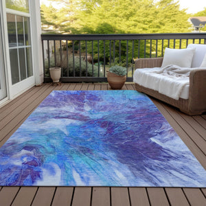 Homeroots 3' Purple And Navy Blue Abstract Washable Area Rug - Stylish Indoor Outdoor Comfort For Any Space 9' X 12' Polyester 579713