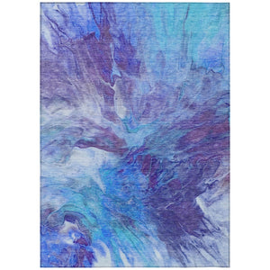 HomeRoots 5' Bold Purple and Navy Blue Abstract Washable Indoor/Outdoor Area Rug for Stylish Living Spaces 10' X 14' 579714