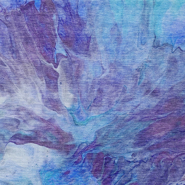 Homeroots 3' Purple And Navy Blue Abstract Washable Area Rug - Stylish Indoor Outdoor Comfort For Any Space 10' X 14' Polyester 579714