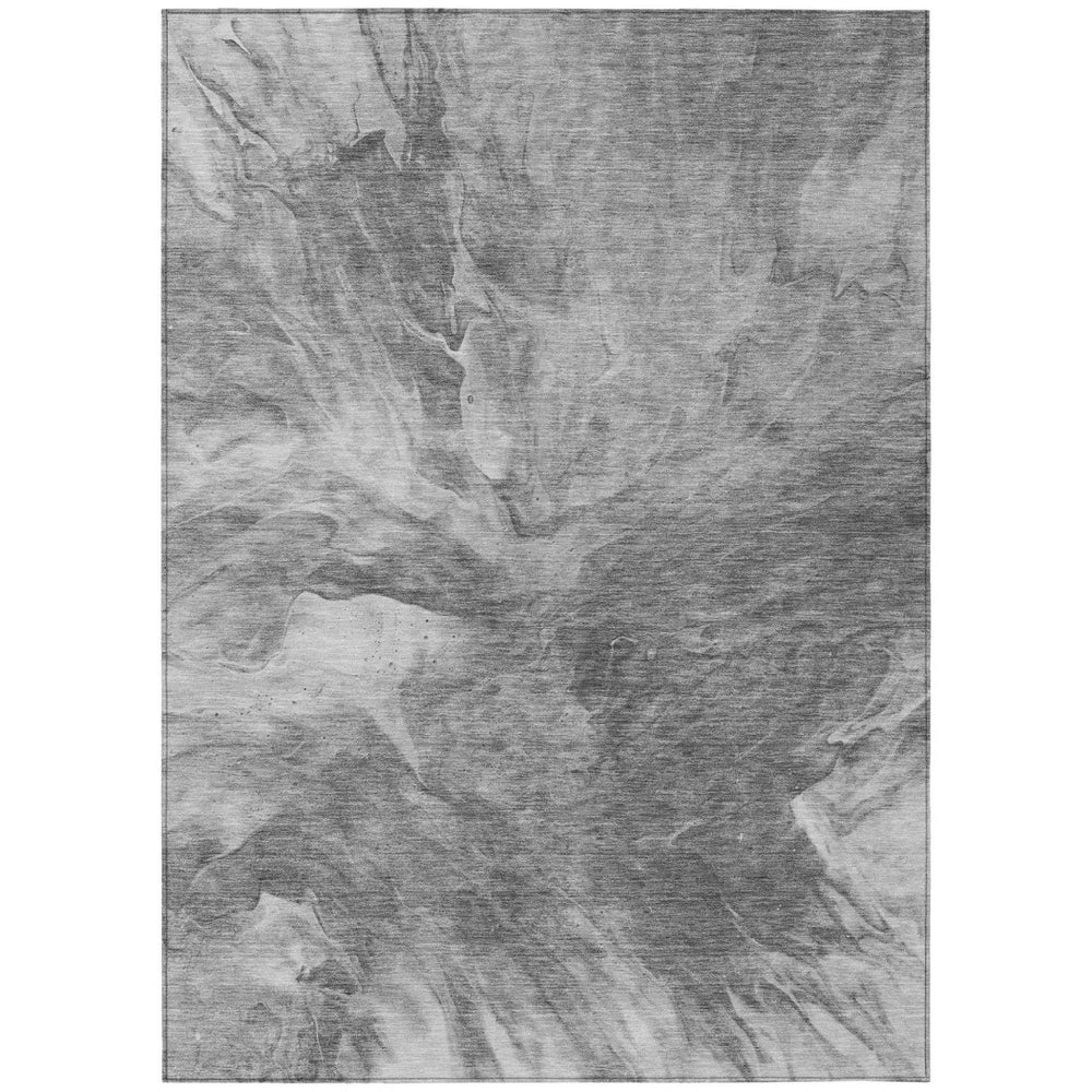 HomeRoots 5' Abstract Gray Silver Charcoal Area Rug - Stylish, Washable, Indoor-Outdoor Versatile Decor Solution 5' X 8' 579716