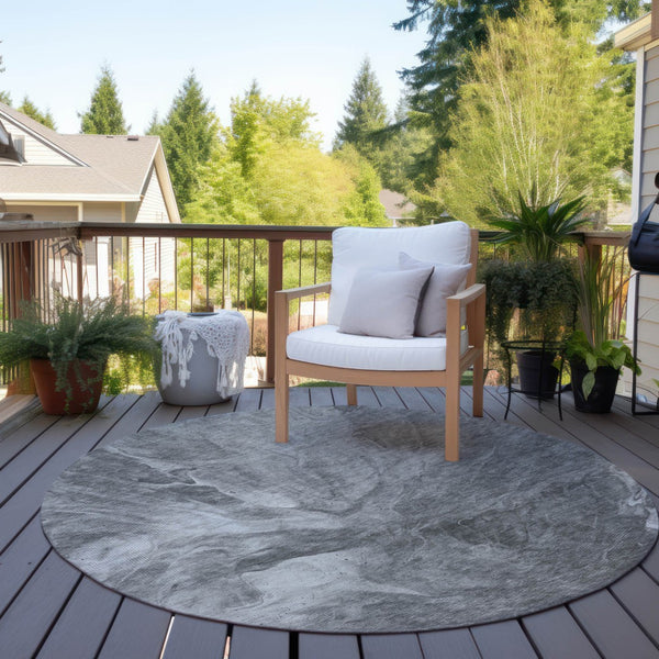 Homeroots 3' Purple And Navy Blue Abstract Washable Area Rug - Stylish Indoor Outdoor Comfort For Any Space 8' Round Polyester 579717