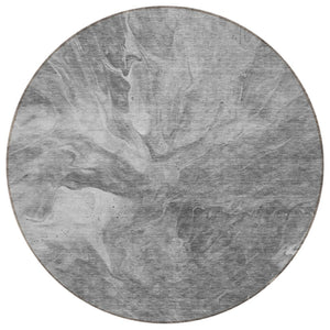 HomeRoots 5' Abstract Gray Silver Charcoal Area Rug - Stylish, Washable, Indoor-Outdoor Versatile Decor Solution 8' Round 579717