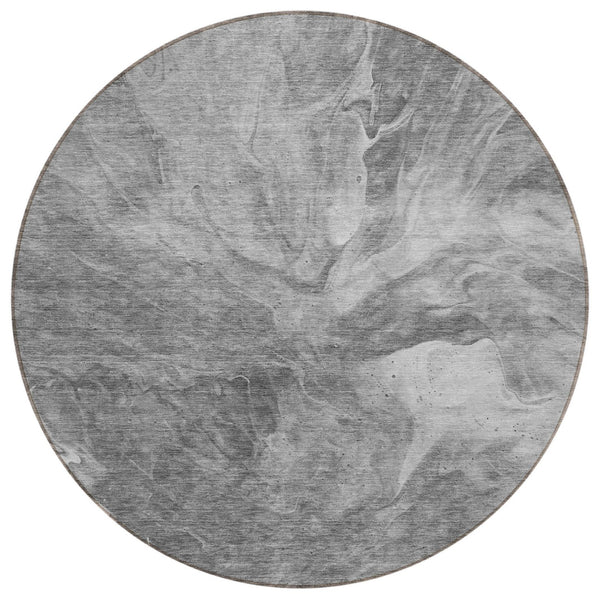 Homeroots 3' Purple And Navy Blue Abstract Washable Area Rug - Stylish Indoor Outdoor Comfort For Any Space 8' Round Polyester 579717