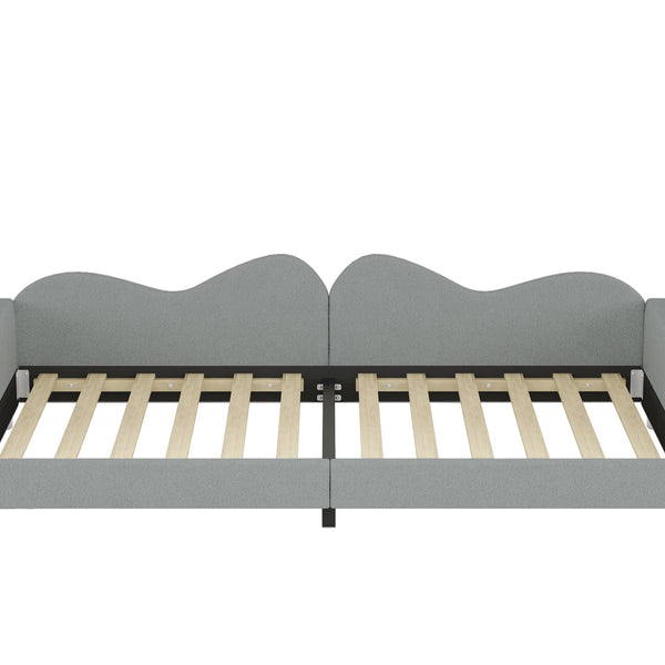 English Elm Twin Sherpa Upholstered Daybed with Cloud-Shaped Backrest, Cozy Sofabed Design, No Box Spring Needed Gray 42.5 L x 25.5 W x 8 H N733P234602E