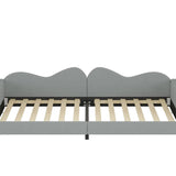 English Elm Twin Size Upholstered Daybed, Sherpa Fabric Sofabed With Cloud-Shaped Backrest, No Box-Spring Needed, Gray