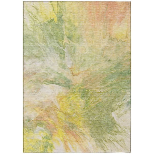 HomeRoots 9' Vibrant Green and Yellow Abstract Washable Area Rug - Perfect for Indoor and Outdoor Spaces 9' X 12' 579725