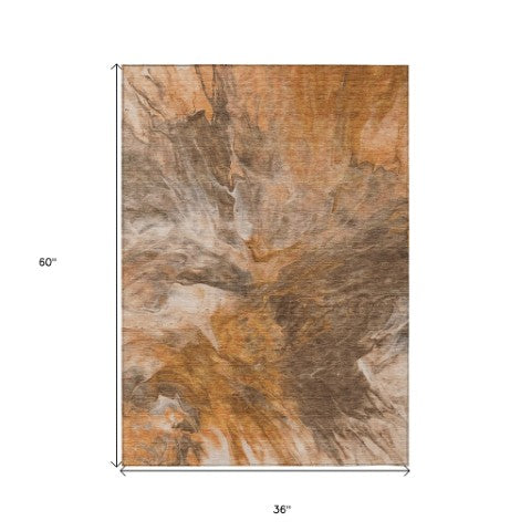 Homeroots 3' Purple And Navy Blue Abstract Washable Area Rug - Stylish Indoor Outdoor Comfort For Any Space 3' X 5' Polyester 579727