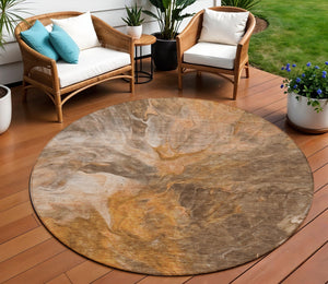 Homeroots 3' Purple And Navy Blue Abstract Washable Area Rug - Stylish Indoor Outdoor Comfort For Any Space 8' Round Polyester 579729