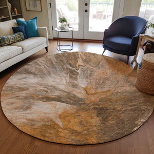 Homeroots 3' Purple And Navy Blue Abstract Washable Area Rug - Stylish Indoor Outdoor Comfort For Any Space 8' Round Polyester 579729