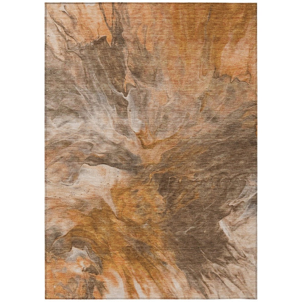 HomeRoots 9' Vibrant Orange and Copper Abstract Area Rug - Stylish, Washable, Indoor-Outdoor Decor for Any Space 9' X 12' 579731
