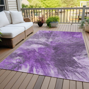 Homeroots 3' Purple And Navy Blue Abstract Washable Area Rug - Stylish Indoor Outdoor Comfort For Any Space 3' X 5' Polyester 579733