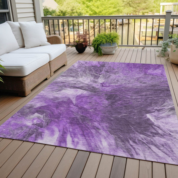 Homeroots 3' Purple And Navy Blue Abstract Washable Area Rug - Stylish Indoor Outdoor Comfort For Any Space 5' X 8' Polyester 579734
