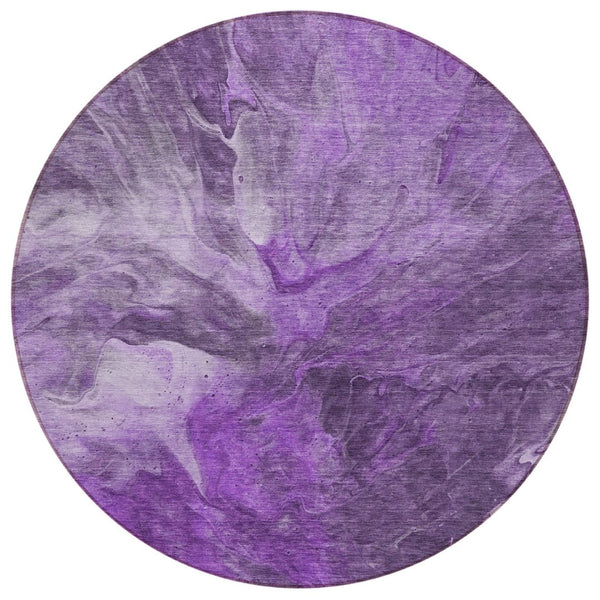 HomeRoots 5' Bold Purple Lilac & Eggplant Abstract Indoor Outdoor Area Rug - Durable, Washable, Modern Design 8' Round 579735