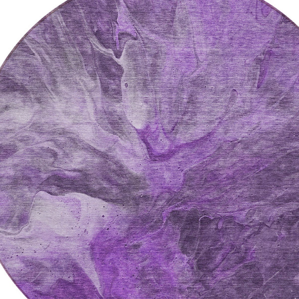 Homeroots 3' Purple And Navy Blue Abstract Washable Area Rug - Stylish Indoor Outdoor Comfort For Any Space 8' Round Polyester 579735