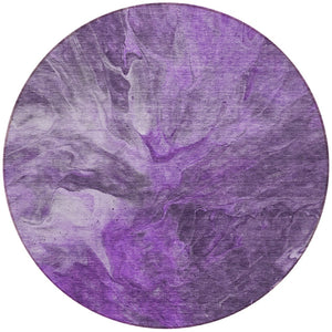 Homeroots 3' Purple And Navy Blue Abstract Washable Area Rug - Stylish Indoor Outdoor Comfort For Any Space 8' Round Polyester 579735