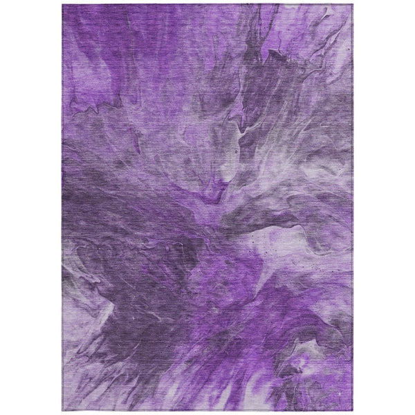 Homeroots 3' Purple And Navy Blue Abstract Washable Area Rug - Stylish Indoor Outdoor Comfort For Any Space 8' X 10' Polyester 579736