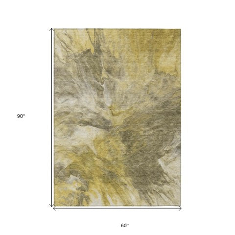 Homeroots 3' Purple And Navy Blue Abstract Washable Area Rug - Stylish Indoor Outdoor Comfort For Any Space 5' X 8' Polyester 579740