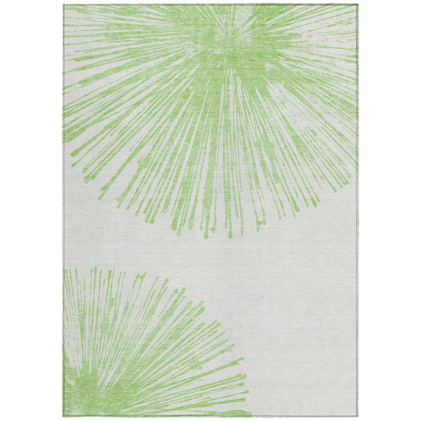 Homeroots 3' Artichoke Green And Ivory Abstract Washable Area Rug For Stylish Indoor Outdoor Spaces 5' X 8' Polyester 579746