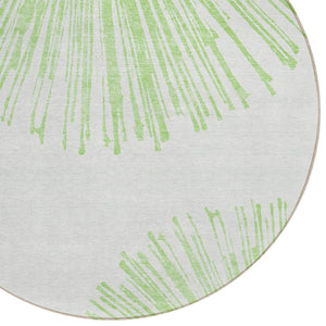 Homeroots 3' Artichoke Green And Ivory Abstract Washable Area Rug For Stylish Indoor Outdoor Spaces 8' Round Polyester 579747