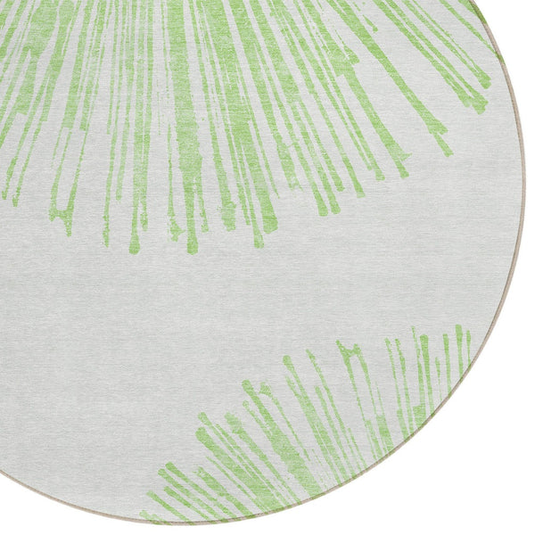 Homeroots 3' Artichoke Green And Ivory Abstract Washable Area Rug For Stylish Indoor Outdoor Spaces 8' Round Polyester 579747