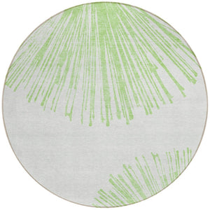 Homeroots 3' Artichoke Green And Ivory Abstract Washable Area Rug For Stylish Indoor Outdoor Spaces 8' Round Polyester 579747