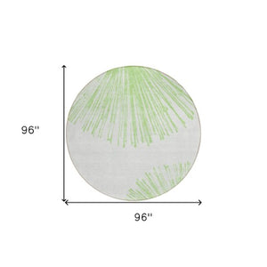 Homeroots 3' Artichoke Green And Ivory Abstract Washable Area Rug For Stylish Indoor Outdoor Spaces 8' Round Polyester 579747