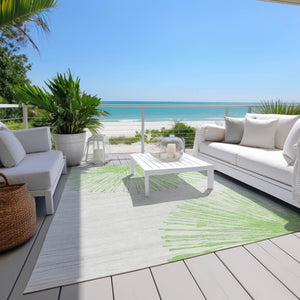 Homeroots 3' Artichoke Green And Ivory Abstract Washable Area Rug For Stylish Indoor Outdoor Spaces 8' X 10' Polyester 579748