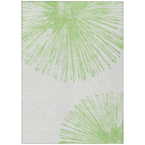 Homeroots 3' Artichoke Green And Ivory Abstract Washable Area Rug For Stylish Indoor Outdoor Spaces 8' X 10' Polyester 579748