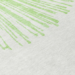 Homeroots 3' Artichoke Green And Ivory Abstract Washable Area Rug For Stylish Indoor Outdoor Spaces 8' X 10' Polyester 579748