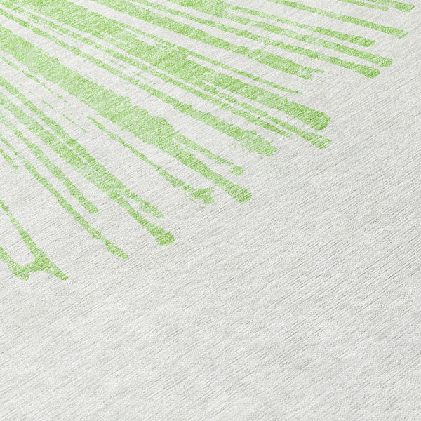 Homeroots 3' Artichoke Green And Ivory Abstract Washable Area Rug For Stylish Indoor Outdoor Spaces 8' X 10' Polyester 579748