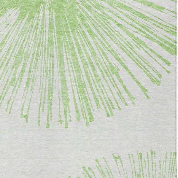 Homeroots 3' Artichoke Green And Ivory Abstract Washable Area Rug For Stylish Indoor Outdoor Spaces 10' X 14' Polyester 579750