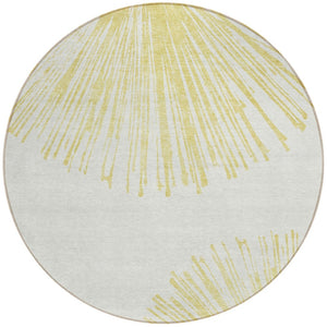 Homeroots 3' Artichoke Green And Ivory Abstract Washable Area Rug For Stylish Indoor Outdoor Spaces 8' Round Polyester 579753