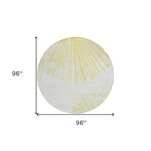 Homeroots 3' Artichoke Green And Ivory Abstract Washable Area Rug For Stylish Indoor Outdoor Spaces 8' Round Polyester 579753