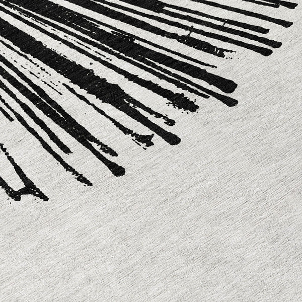 Homeroots 3' Artichoke Green And Ivory Abstract Washable Area Rug For Stylish Indoor Outdoor Spaces 3' X 5' Polyester 579757