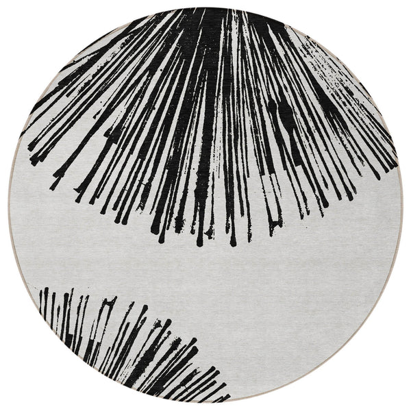 Homeroots 3' Artichoke Green And Ivory Abstract Washable Area Rug For Stylish Indoor Outdoor Spaces 8' Round Polyester 579759