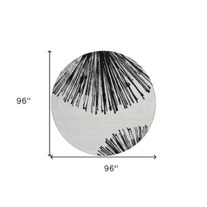 Homeroots 3' Artichoke Green And Ivory Abstract Washable Area Rug For Stylish Indoor Outdoor Spaces 8' Round Polyester 579759