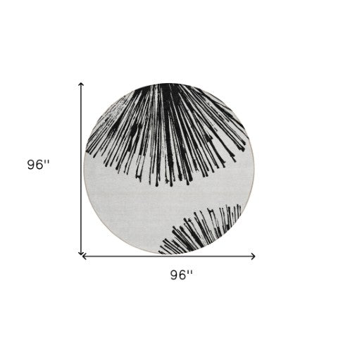 Homeroots 3' Artichoke Green And Ivory Abstract Washable Area Rug For Stylish Indoor Outdoor Spaces 8' Round Polyester 579759