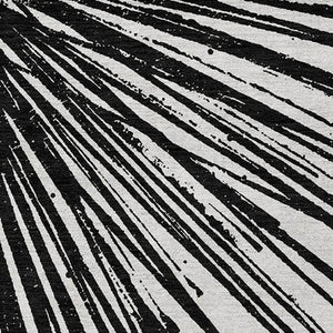 HomeRoots 5' Durable Black and Ivory Abstract Area Rug - Washable, Stain-Resistant for Indoor and Outdoor Use 8' X 10' 579760