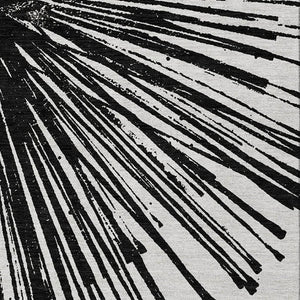 HomeRoots 5' Durable Black and Ivory Abstract Area Rug - Washable, Stain-Resistant for Indoor and Outdoor Use 8' X 10' 579760