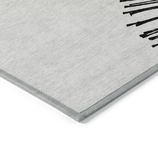 HomeRoots 5' Durable Black and Ivory Abstract Area Rug - Washable, Stain-Resistant for Indoor and Outdoor Use 8' X 10' 579760
