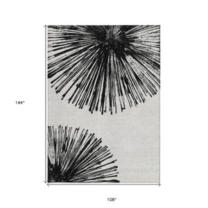 Homeroots 3' Artichoke Green And Ivory Abstract Washable Area Rug For Stylish Indoor Outdoor Spaces 9' X 12' Polyester 579761