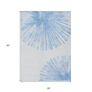 Homeroots 3' Artichoke Green And Ivory Abstract Washable Area Rug For Stylish Indoor Outdoor Spaces 5' X 8' Polyester 579764