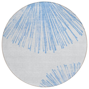 HomeRoots 5' Denim Blue and Ivory Abstract Area Rug - Durable, Washable Design for Indoor and Outdoor Spaces 8' Round 579765