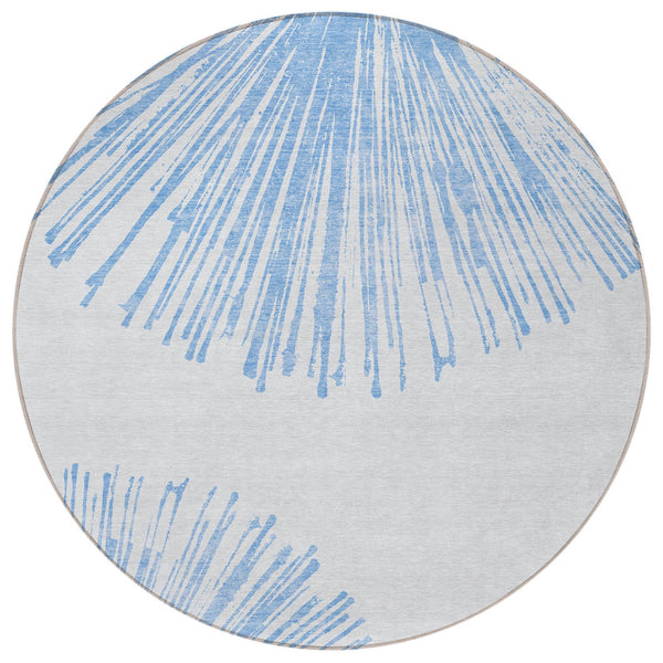 Homeroots 3' Artichoke Green And Ivory Abstract Washable Area Rug For Stylish Indoor Outdoor Spaces 8' Round Polyester 579765