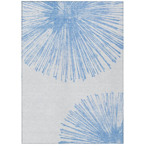 HomeRoots 5' Denim Blue and Ivory Abstract Area Rug - Durable, Washable Design for Indoor and Outdoor Spaces 8' X 10' 579766