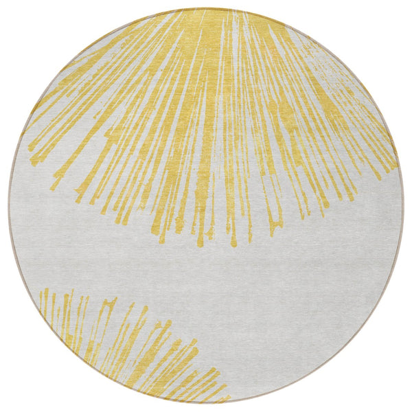 Homeroots 3' Artichoke Green And Ivory Abstract Washable Area Rug For Stylish Indoor Outdoor Spaces 8' Round Polyester 579771