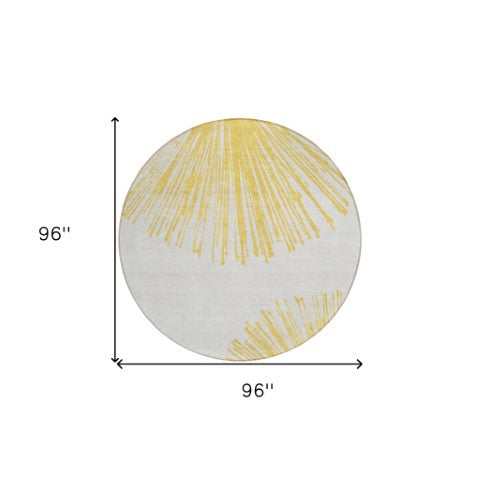 Homeroots 3' Artichoke Green And Ivory Abstract Washable Area Rug For Stylish Indoor Outdoor Spaces 8' Round Polyester 579771